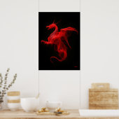 Neonroter Drache Quantum Flow Poster (Küche)
