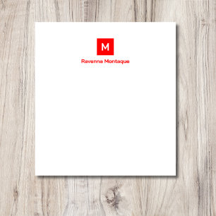 Neonrotes modernes, chic-trendiges Monogramm-Name Notizblock