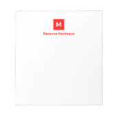 Neonrotes modernes, chic-trendiges Monogramm-Name Notizblock (Vorderseite)