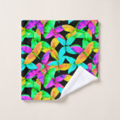 Neonscape Leaf Muster Badhandtuch Set (Waschlappen)
