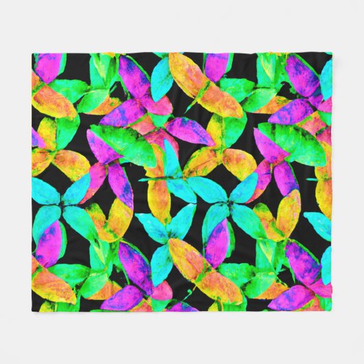 Neonscape Leaf Muster Fleecedecke (Vorderseite (Horizontal))