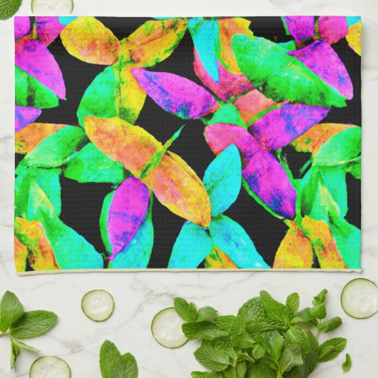 Neonscape Leaf Muster Geschirrtuch (Gefaltet)
