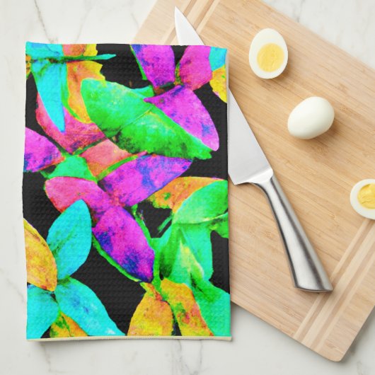 Neonscape Leaf Muster Geschirrtuch (Viertel Falte)