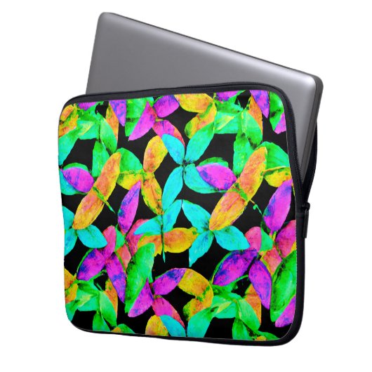 Neonscape Leaf Muster Laptopschutzhülle (Vorderseite Links)