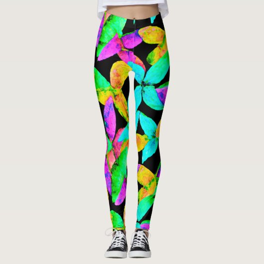 Neonscape Leaf Muster Leggings (Vorderseite)