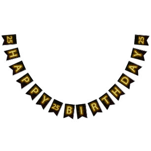 Neonschild auf Ziegel für 25. Geburtstag Wimpelkette