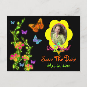 Neonschmetterlinge FOTO Save the Date Postkarte