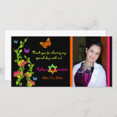 Neonschmetterlinge u. Blumen-Foto danken Ihnen zu Dankeskarte (Vorne/Hinten)