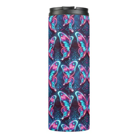 Neonschmetterlingsmuster Thermosbecher (Rückseite)