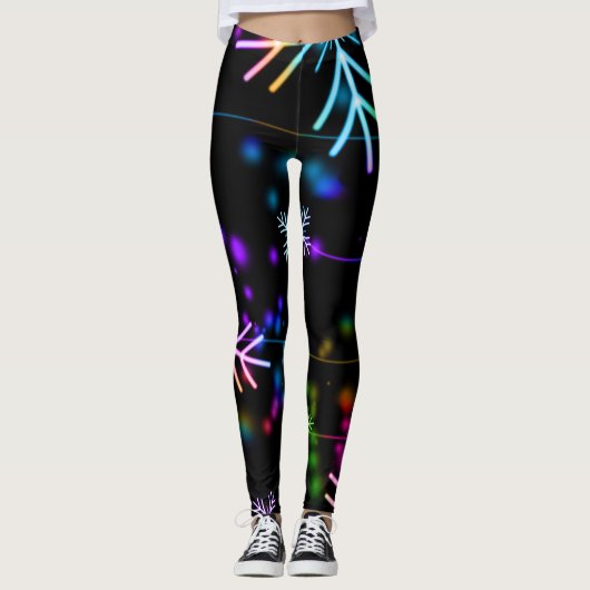 Neonschneeflockemuster Leggings (Vorderseite)