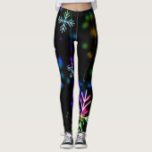 Neonschneeflocken Weihnachtsmuster Leggings (Vorderseite)