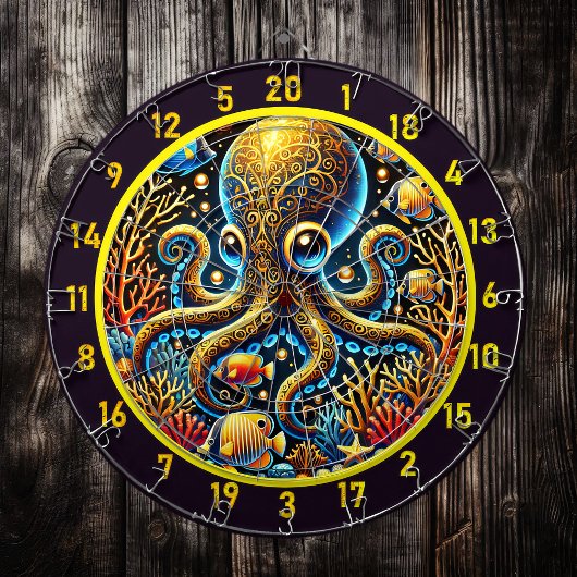 Neonschuppung Oktopus Dartboard Dartscheibe