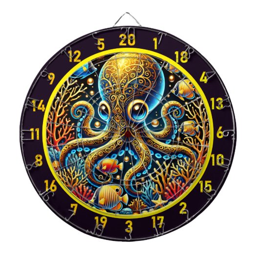 Neonschuppung Oktopus Dartboard Dartscheibe (vorne)