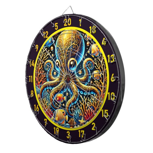 Neonschuppung Oktopus Dartboard Dartscheibe (Vorderseite rechts)