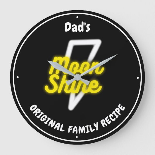 Neonshine White Lightning Neon Effect Name Große Wanduhr (Vorderseite)