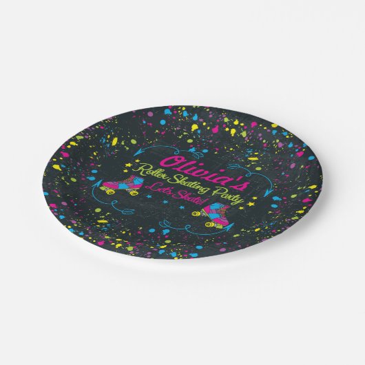 NeonSkate-Party-Papier-Teller Pappteller (Schrägansicht)