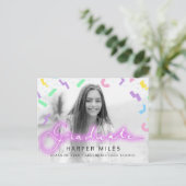 Neonskript und Muster-Abschluss-Foto der 80er Jahr Postkarte (Stehend Vorderseite)