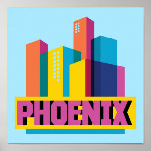 NeonSkyline Phoenix, Arizona   Poster
