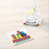 NeonSkyline Phoenix, Arizona | Rechteckiger Pappuntersetzer (Vor Ort)