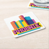 NeonSkyline Phoenix, Arizona | Rechteckiger Pappuntersetzer (angewinkelt)