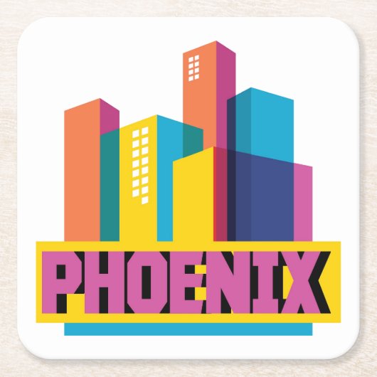 NeonSkyline Phoenix, Arizona | Rechteckiger Pappuntersetzer (Vorderseite)