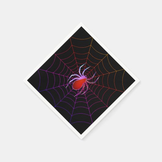 Neonspinne und Spinnennetz Serviette (Ecke)