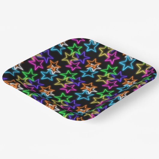 Neonstars auf schwarz pappteller (Gewinkelt)
