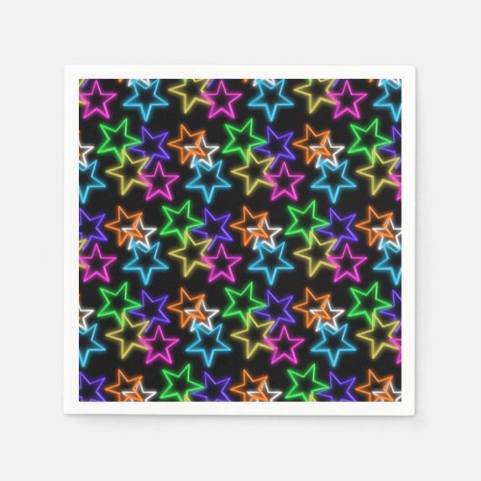 Neonstars auf schwarz serviette (Vorderseite)