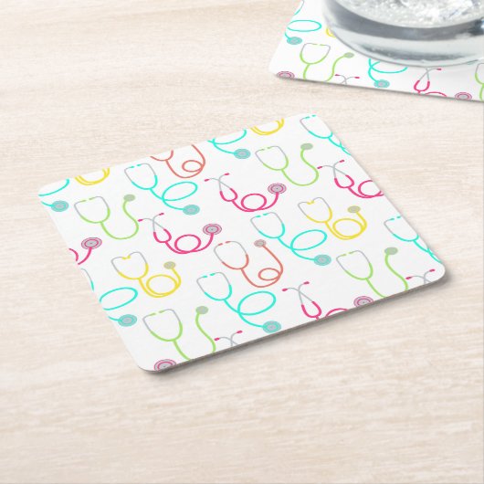 Neonstethoskop-Muster Rechteckiger Pappuntersetzer (angewinkelt)