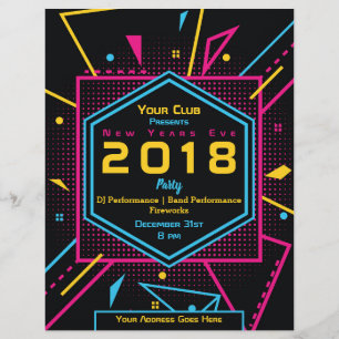 Neonstil-Party im neuen Jahr Flyer