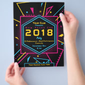Neonstil-Party im neuen Jahr Flyer (Hand)