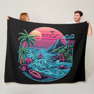 Neonstrand von Tropical/Hawaii Fleecedecke