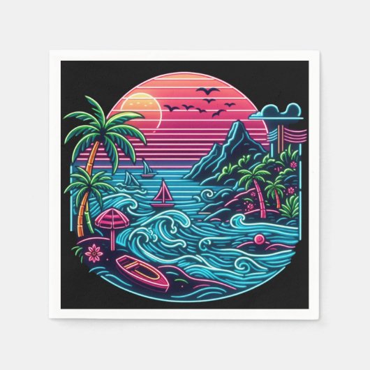 Neonstrand von Tropical/Hawaii Serviette (Vorderseite)