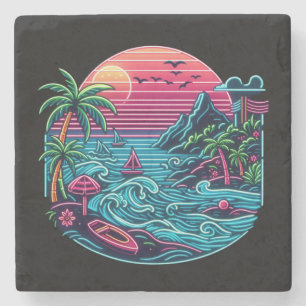 Neonstrand von Tropical/Hawaii Steinuntersetzer