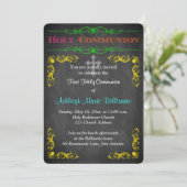 Neontafel-erste heilige Kommunion laden ein Einladung (Stehend Vorderseite)