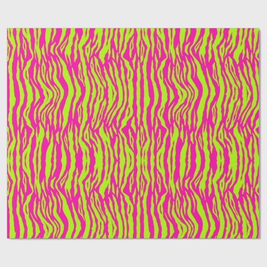 Neontiger-Pelz, grün und rosa Muster Geschenkpapier (Flach)