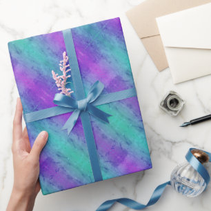 Neontürkis und Lila Streifenwaschpapier Geschenkpapier