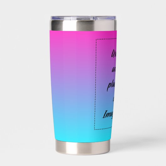 Neonverlauf Lichtblau zu Rosa Thermobecher (Vorderseite)
