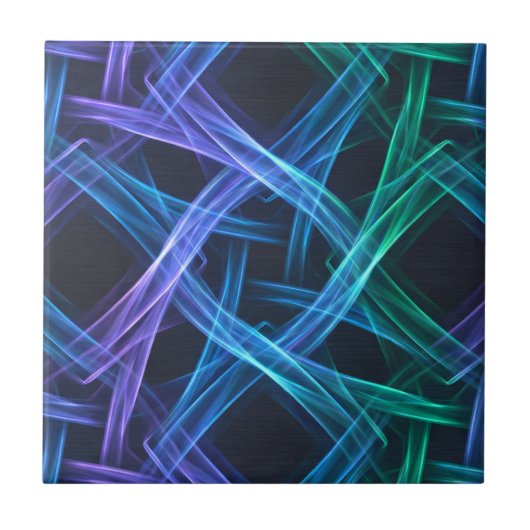 Neonverwobene Lichtbänder Abstracte Fusionsdesign Fliese (Vorderseite)