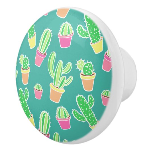 Neonwasserfarbenkaktusse in Rohrmustern Keramikknauf (Rechts)