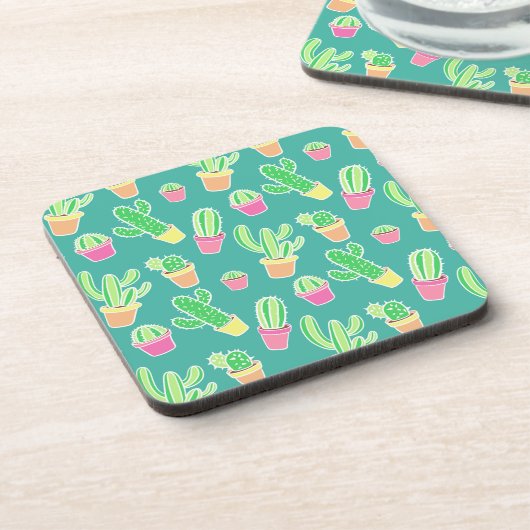 Neonwasserfarbenkaktusse in Rohrmustern Untersetzer (Linke Seite)