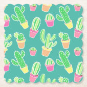Neonwasserfarbenkaktusse in Rohrmustern Untersetzer (Vorderseite)