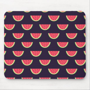 Neonwassermelone auf lila Muster Mousepad