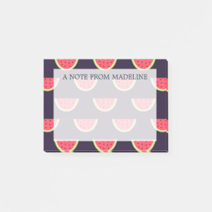 Neonwassermelone auf lila Muster Post-it Klebezettel