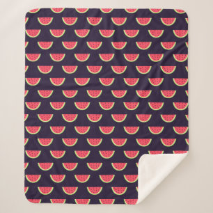 Neonwassermelone auf lila Muster Sherpadecke