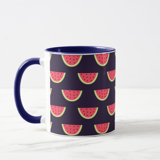 Neonwassermelone auf lila Muster Tasse (Links)