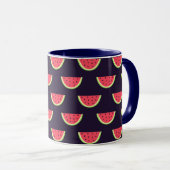 Neonwassermelone auf lila Muster Tasse (VorderseiteRechts)