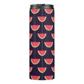 Neonwassermelone auf lila Muster Thermosbecher (Rückseite)