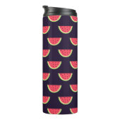 Neonwassermelone auf lila Muster Thermosbecher (Nach rechts gedreht)