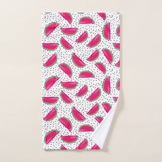 Neonwassermelone auf Samen-Muster Badhandtuch Set (Handtuch)